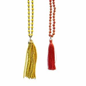 Tassel Necklaces Both Include NWT Dillards Long Yellow & Coral Beaded Necklaces